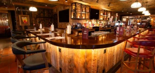 Reclaimed timbers for the bar area at Hickory's Restaurant, Thornton